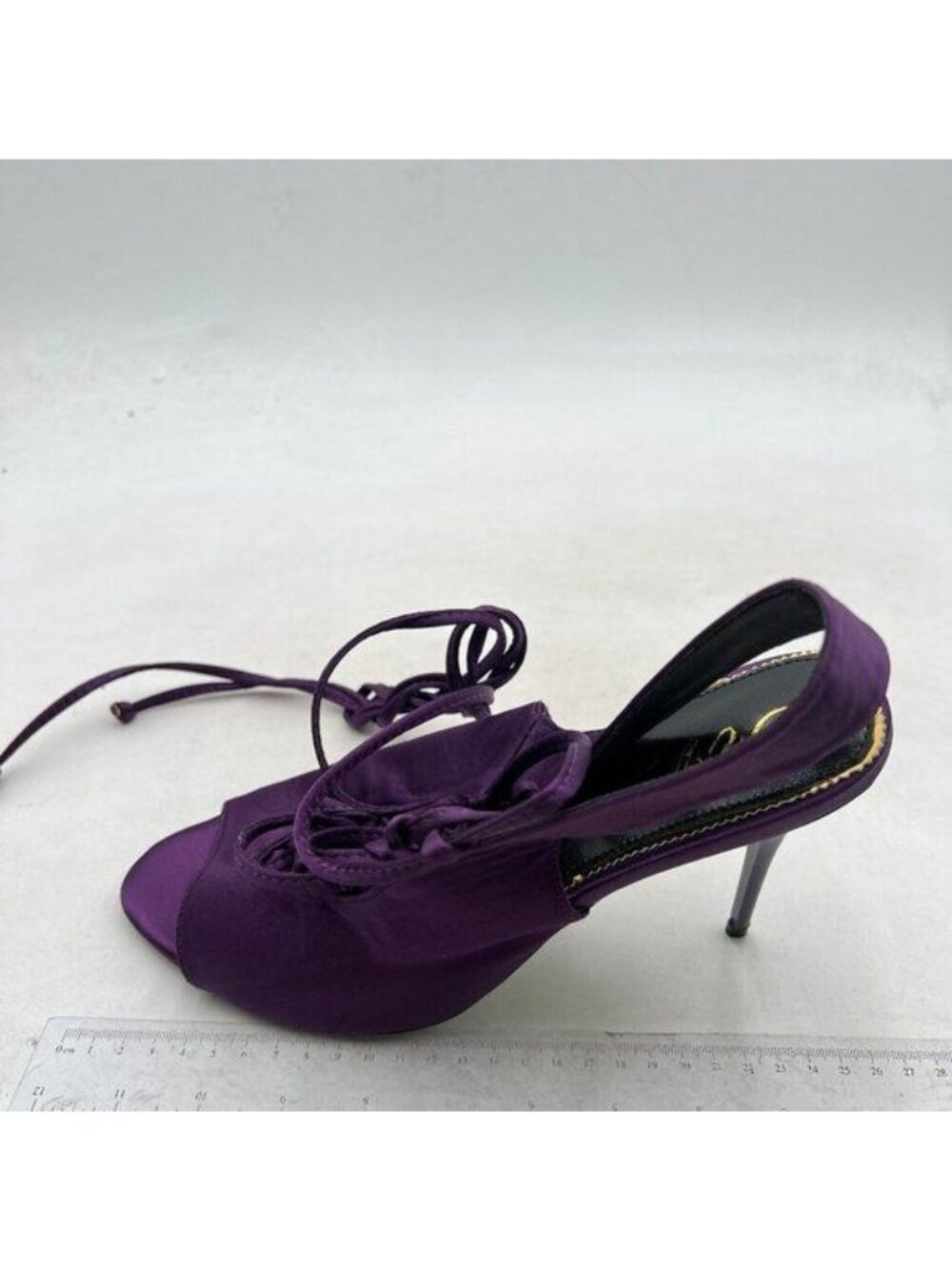 Women's Peep Toe Stilettos High Heeled Sandals Fashion Lace Up Zip Ladies Purple